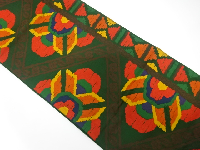 JAPANESE KIMONO / FUKURO OBI / SILK / WOVEN ABSTRACT FLOWERS